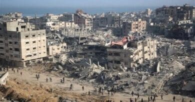 A general view shows the destruction in the area surrounding Gaza's al-Shifa hospital. Photo Credit: Tasnim News Agency