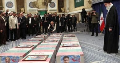 Ayatollah Khamenei leads funeral prayer for IRGC forces killed in Syria. Photo Credit: leader.ir