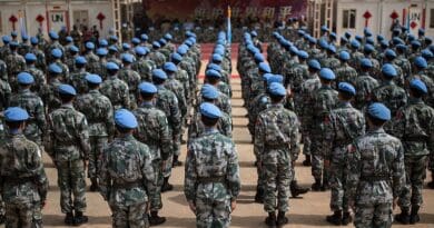 MINUSMA holds a medal parade for members of the Chinese contingent peacekeepers serving in Gao. UN Photo/Harandane Dicko