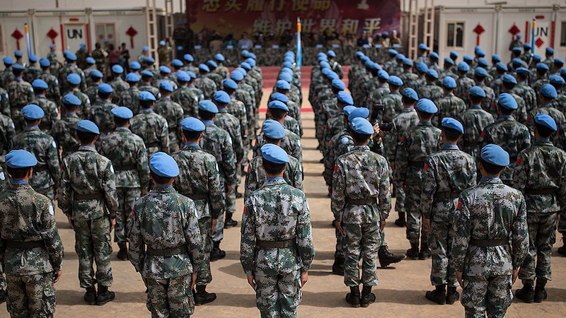 MINUSMA holds a medal parade for members of the Chinese contingent peacekeepers serving in Gao. UN Photo/Harandane Dicko