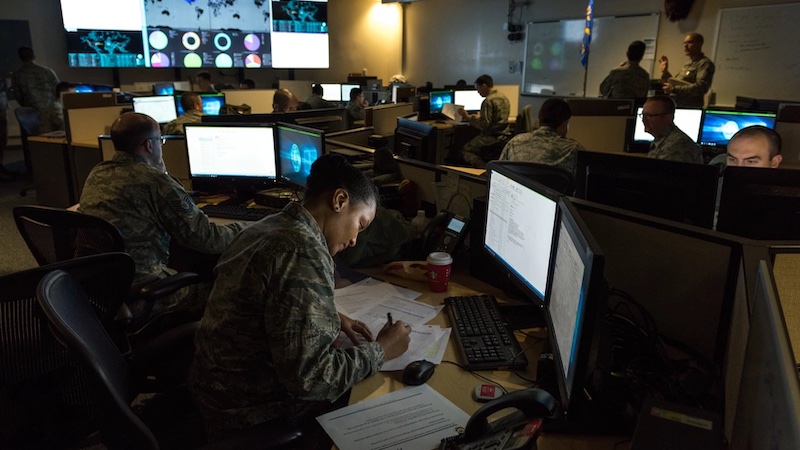 Cyber warfare operators serving with the 175th Cyberspace Operations Group of the Maryland Air National Guard at Warfield Air National Guard Base, Middle River, Md. Photo Credit: Joseph Eddins, Airman Magazine DOD