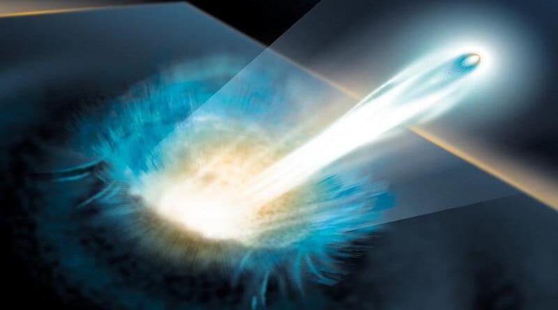 A research team at the HZDR has succeeded in significantly increasing the acceleration of protons via laser pulse by using an innovative method. CREDIT: HZDR / Blaurock