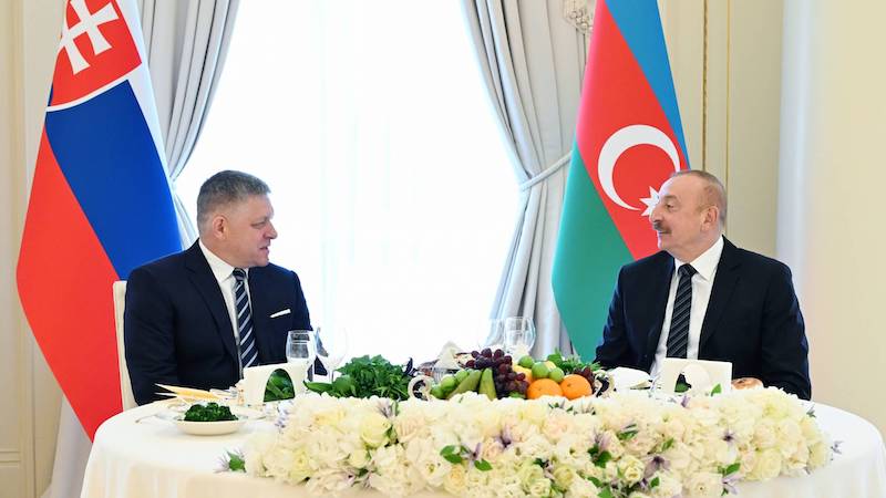 Prime Minister of the Slovak Republic Robert Fico with President of the Republic of Azerbaijan Ilham Aliyev. Photo Credit: president.az