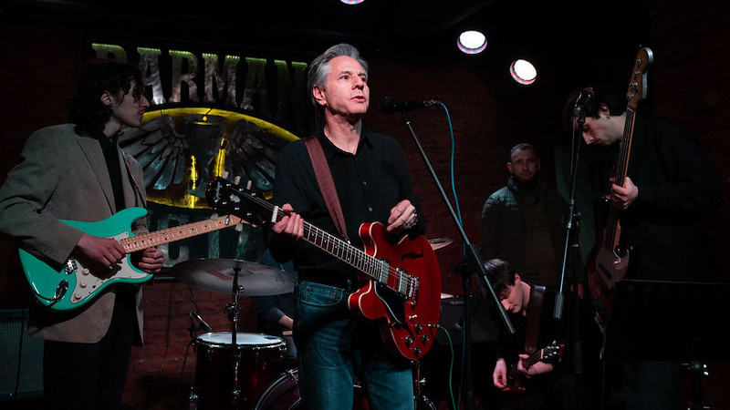 Secretary Antony J. Blinken joins in with the band 19.99 Barman Dictat, May 14, 2024 in Kyiv, Ukraine. (Official State Department photo by Chuck Kennedy)