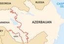 Map of the internationally recognised Azerbaijani-Armenian state border, marked in red. Credit: Wikipedia Commons