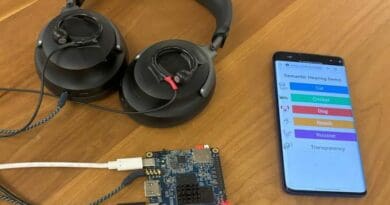 Researchers augmented noise-canceling headphones with a smartphone-based neural network to identify ambient sounds and preserve them while filtering out everything else. CREDIT: Shyam Gollakota