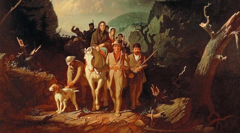 Detail of Daniel Boone Escorting the American Settlers Through the Cumberland Gap by George Caleb Bingham (1851–52). Source: Wikipedia Commons