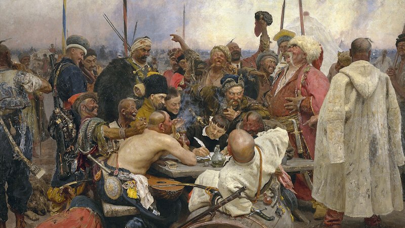 "The Zaporozhye Cossacks Replying to the Sultan," by Ilya Repin, Wikipedia Commons