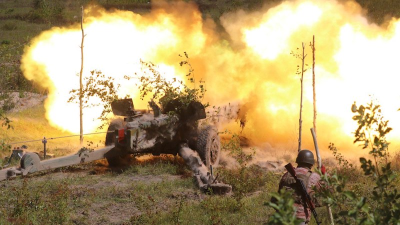 Ukrainian soldiers fire on Russian forces. Photo Credit: Ukraine Defense Ministry