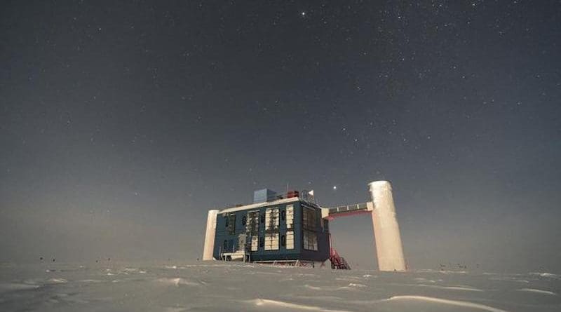 IceCube lab under the stars in Antarctica. Credit: Martin Wolf, IceCube/NSF