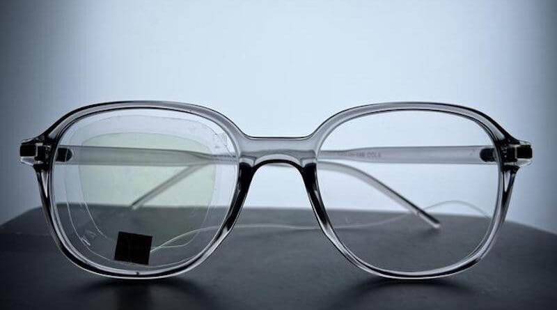 When attached to eyeglasses, a clear, flexible sensor can detect how close eyelashes are to the lens, enabling blink tracking. CREDIT: Adapted from ACS Applied Materials & Interfaces 2024