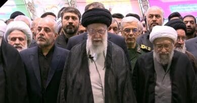Ayatollah Seyed Ali Khamenei at the funeral of late Iranian President Ebrahim Raisi. Photo Credit: Tasnim News Agency