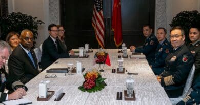 Secretary of Defense Lloyd J. Austin III meets with Chinese Minister of Defense Adm. Dong Jun in Singapore, May 31, 2024. Photo Credit: Chad J. McNeeley, DOD