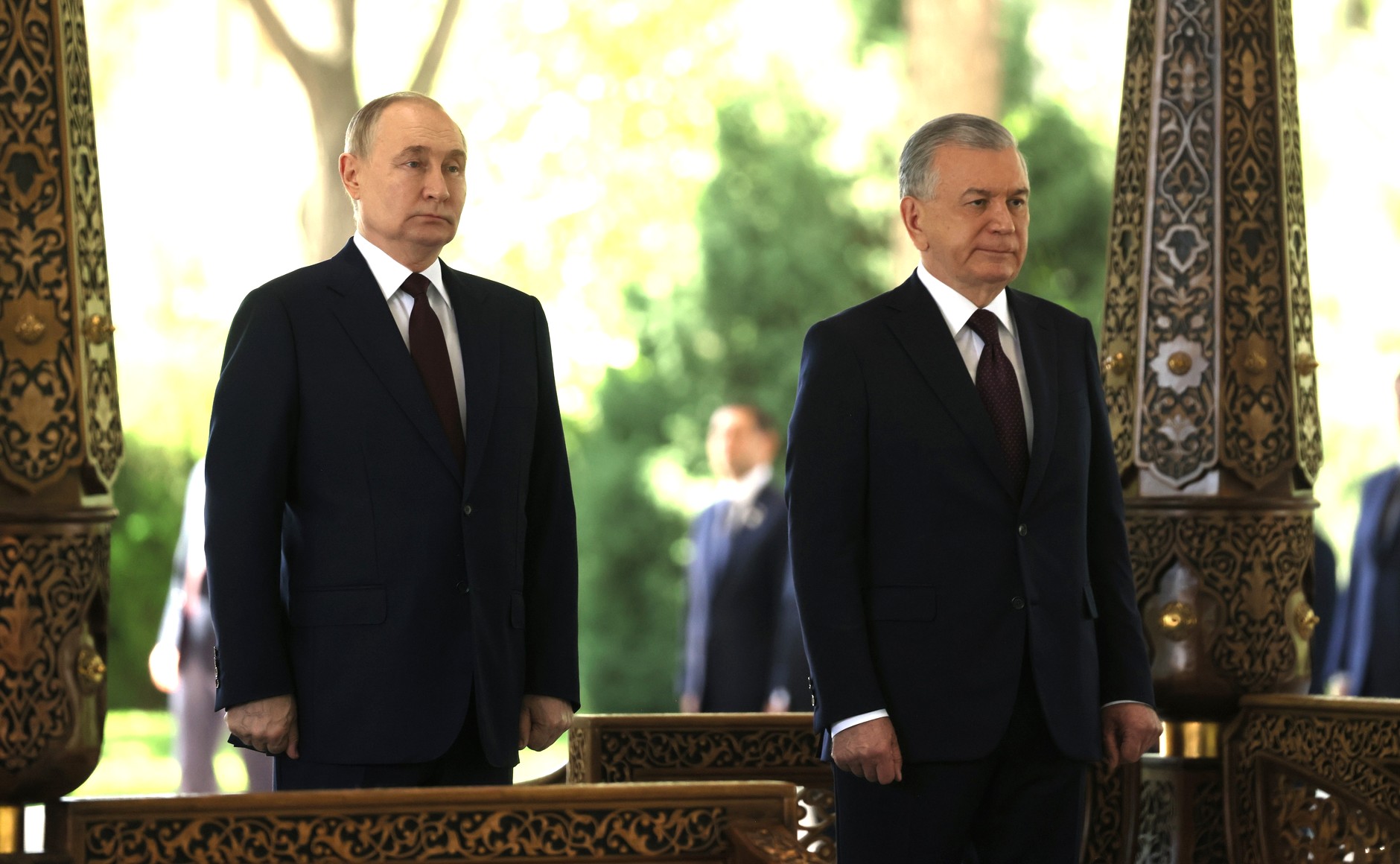 Russia's President Vladimir Putin with President of the Republic of Uzbekistan Shavkat Mirziyoyev. Photo Credit: Kremlin.ru