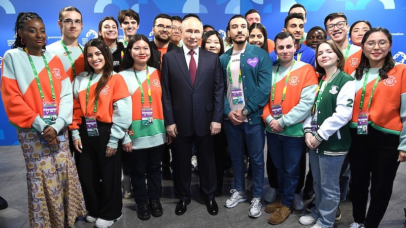 Russia's President Vladimir Putin with Foreign Students, World Youth Festival, March 2024. Photo Credit: Kremlin.ru