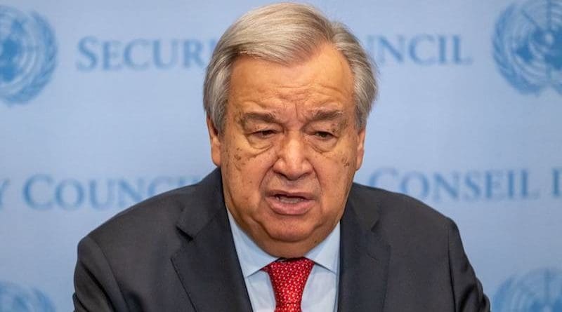 UN Secretary-General António Guterres speaking to the press at the UN Headquarters, in New York. Credit: UN Photo/Mark Garten