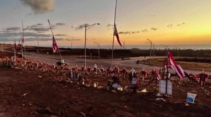 Τhe memorial in Lahaina, Hawaii, for the 98 victims of the August 8, 2023 fire. CREDIT: Costas Synolakis