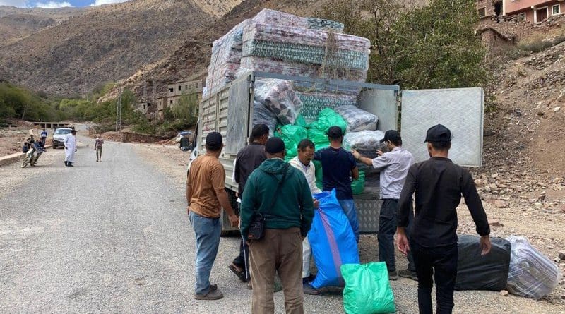 Distribution of mattresses brings comfort to Timichi village, Al Haouz Province, funded by the Intrepid Foundation. Photo Credit: HAF