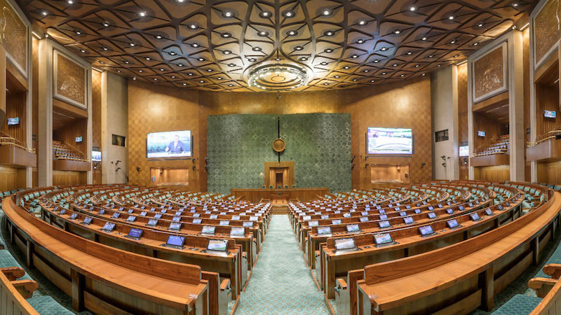 Lok Sabha Chamber (The Lower House of India's Parliament) Photo Credit: Ministry of Parliamentary Affairs, Wikipedia Commons