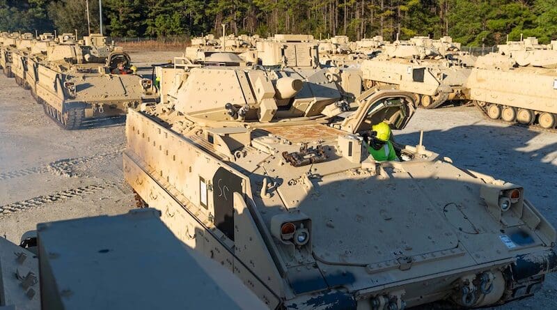 Bradley fighting vehicles. Photo Credit: Oz Suguitan, U.S. Transportation Command