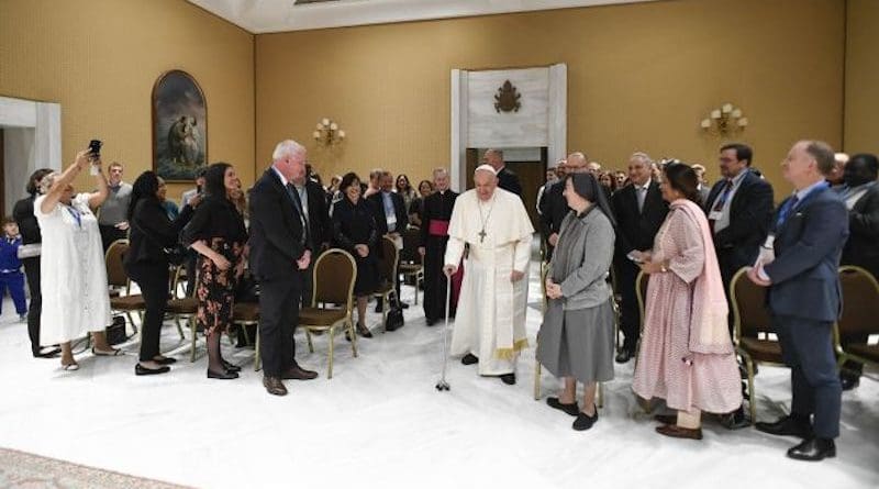 Pope Francis meets with participants of the “Care Is Work, Work Is Care” event sponsored by the Dicastery for Promoting Integral Human Development on May 8, 2024, at the Vatican. | Credit: Vatican Media