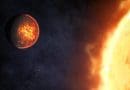 Volcanic exoplanet illustration. CREDIT: NASA, ESA, CSA, Dani Player