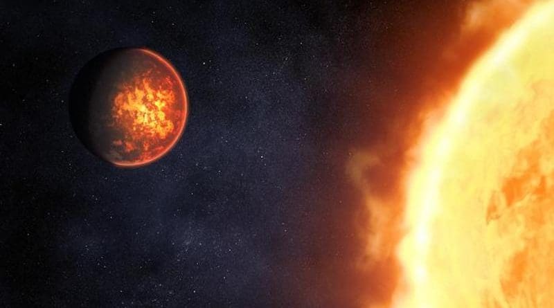 Volcanic exoplanet illustration. CREDIT: NASA, ESA, CSA, Dani Player