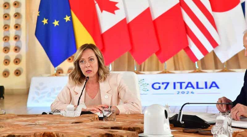 Italy's Prime Minister Giorgia Meloni at G7 Italy summit. Photo Credit: G7 Italia