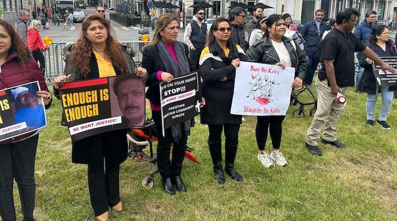 Pakistani Christians protest in Brussels. (photo supplied)
