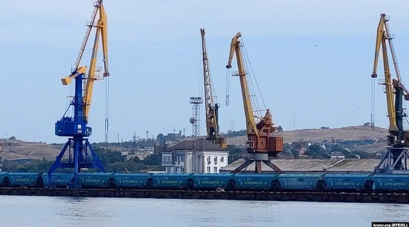 Russia uses Rostov grain carriers to export appropriated Ukrainian grain through the ports of occupied Crimea. Photo Credit: RFE/RL