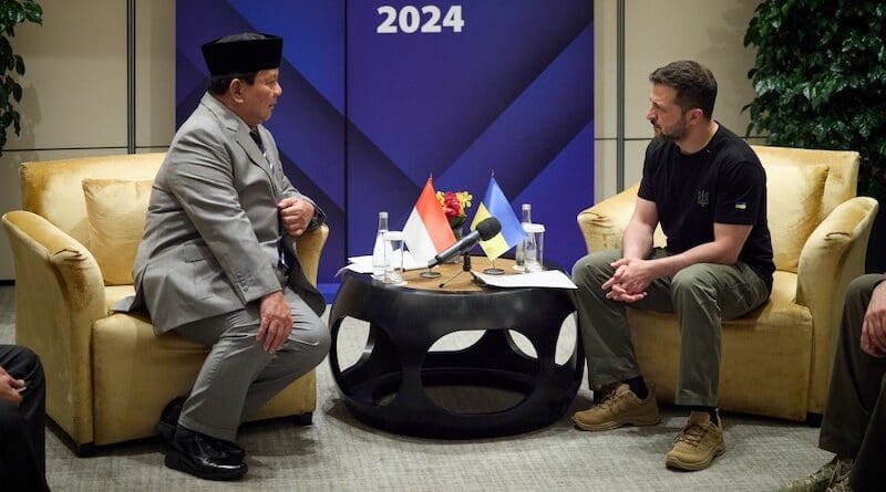Ukraine's President Volodymyr Zelenskyy with Prabowo Subianto, the President-Elect of Indonesia. Photo Credit: Ukraine Presidential Press Service
