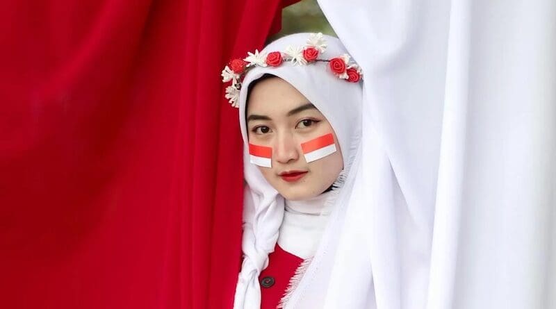 indonesia flag woman