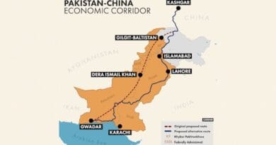Approximate routes for the China Pakistan Economic Corridor (CPEC). This map is for illustrative purposes only. Credit: RFE/RL