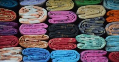 Tangail Sarees in a shop. Photo Credit: Biswarup Ganguly, Wikipedia Commons
