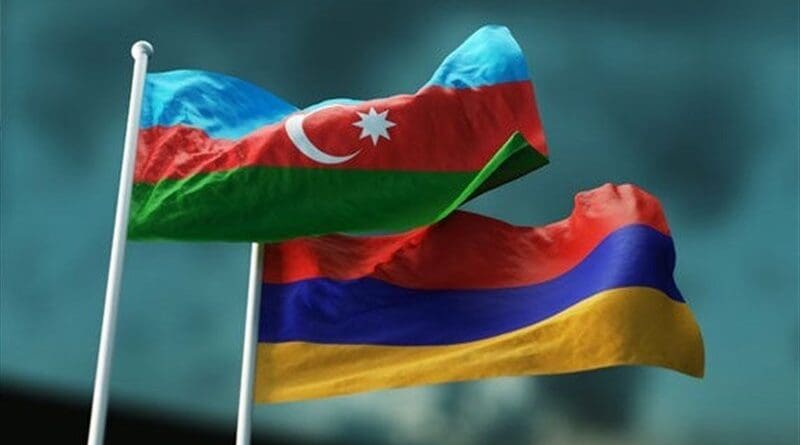 Flags of Armenia and Azerbaijan. Photo Credit: Tasnim News Agency