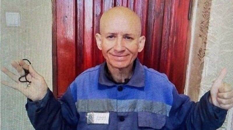 Fr Bohdan Heleta still in prison uniform after release, June 2024 Photo Credit: Ukrainian Greek Catholic Church