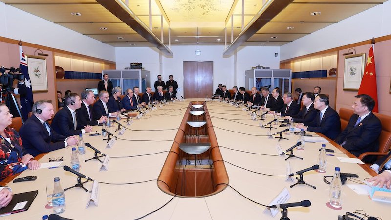 China's Premier Li Qiang in meeting with Australia's Prime Minister Anthony Albanese. Photo Credit: China Foreign Affairs Ministry