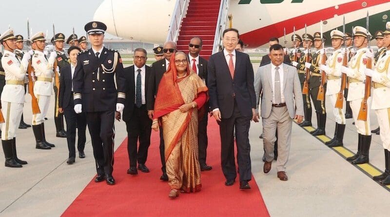 Bangladesh's Prime Minister Sheikh Hasina arrives at China's Beijing Capital International Airport. Photo Credit: PM Office, X
