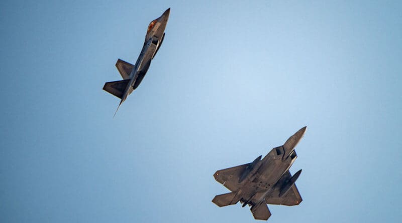 US Air Force F-22 Raptors arrive in the US Central Command area of responsibility as part of US force posture changes in the region. Photo Credit: CENTCOM