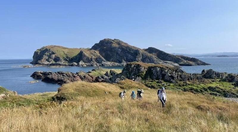 A view of Garbh Eileach, the largest island in the Garvellach island chain where the gradational transition into snowball Earth is recorded. CREDIT: Graham Shields