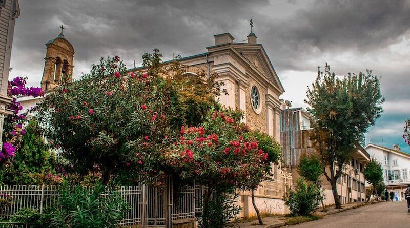 The Surp Asdvadzadzin Verapokhum Church, also known as the Church of the Assumption of the Virgin Mary, is a historic Armenian Catholic church located on Büyükada in Istanbul's Adalar district. Photo Credit: Ozalphakan2, Wikipedia Commons