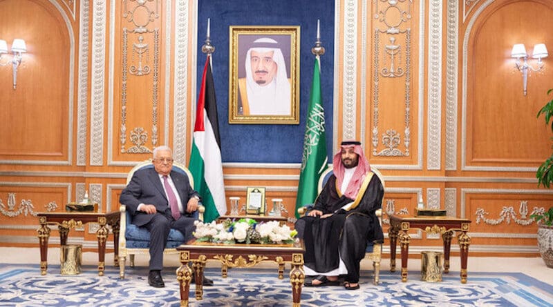 Saudi Crown Prince Mohammed bin Salman with Palestinian President Mahmoud Abbas. Photo Credit: SPA