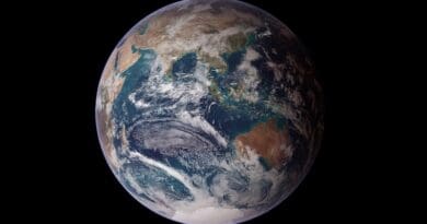 Composite rendering of the Eastern Hemisphere of Earth centered on the Indian Ocean, based on data from the Terra and Aqua satellites' MODIS instruments, the Defense Meteorological Satellite Program, Space Shuttle Endeavour, and the Radarsat Antarctic Mapping Project, combined by scientists and artists. Credit: NASA images by Reto Stöckli, based on data from NASA and NOAA - Earth Observatory, Wikipedia Commons