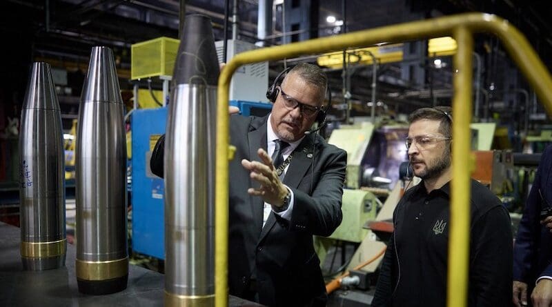 Ukraine's President Volodymyr Zelensky tours Pennsylvania ammunition plant. Photo Credit: Ukraine Presidential Press Service