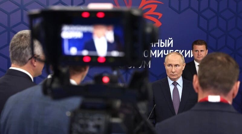 Russia's President Vladimir Putin meeting with session moderators at the EEF-2024. Photo Credit: Kremlin.ru