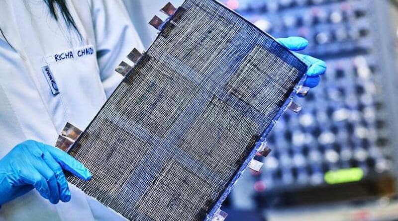 Researchers at Chalmers University of Technology have succeeded in creating a battery made of carbon fibre composite that is as stiff as aluminium and energy-dense enough to be used commercially. When cars, planes, ships or computers are built from a material that functions as both a battery and a load-bearing structure, the weight and energy consumption are radically reduced. CREDIT Image: Chalmers University of Technology | Henrik Sandsjö