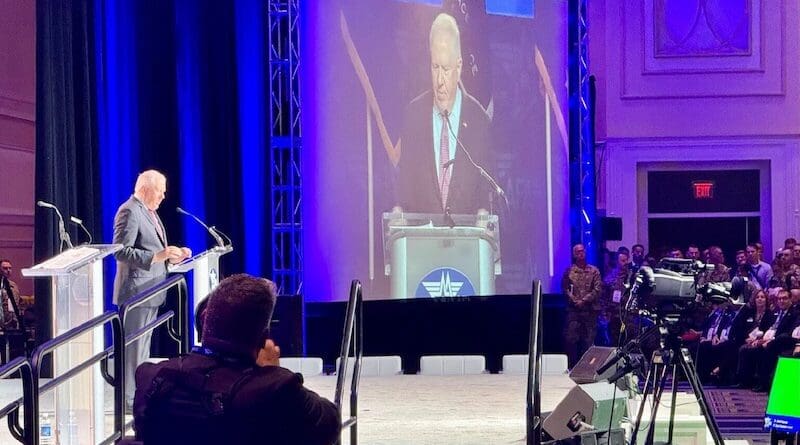 Secretary of the Air Force Frank Kendall speaks at the start of the Air & Space Forces Association’s 2024 Air, Space & Cyber Conference at National Harbor, Md., Sept. 16, 2024. Photo Credit: Matthew Olay, DOD