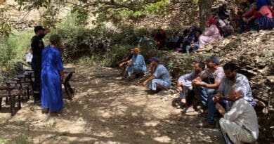 Community members gathered to attend a fire and earthquake safety workshop, September 2024. Photo Credit: High Atlas Foundation
