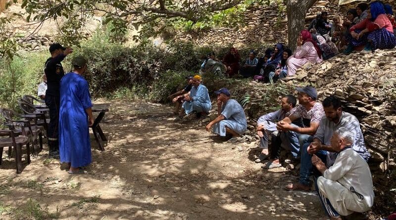 Community members gathered to attend a fire and earthquake safety workshop, September 2024. Photo Credit: High Atlas Foundation
