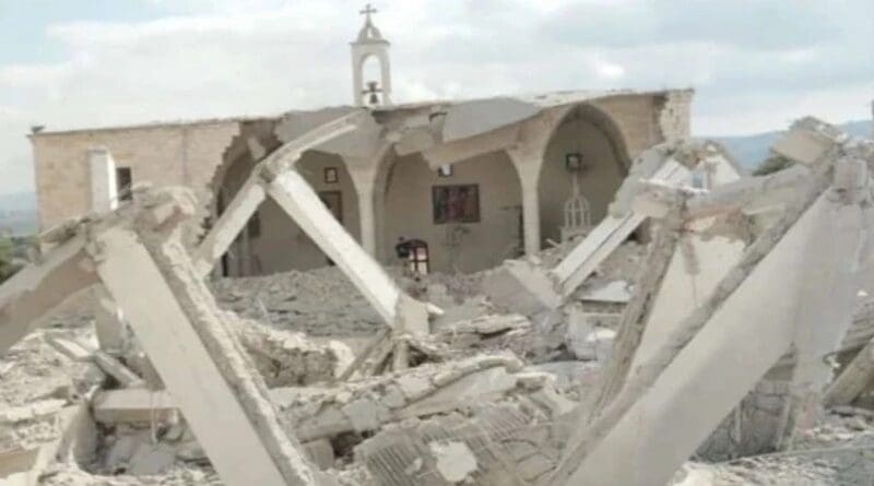 Eight people in this church and adjoining buildings in Derdghaya, Lebanon, were killed. | Credit: Aid to the Church in Need